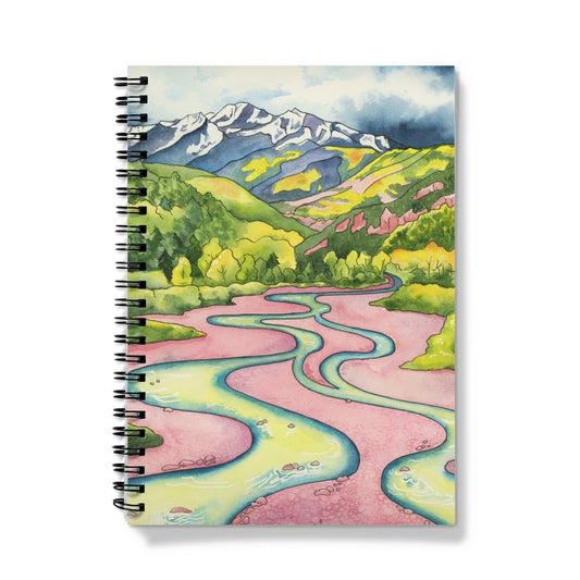 Crystal River Colorado, Redstone, Marble, Chair Mountain, whimsical, watercolor painting, Sage Leaf Studio, abstract, colorful artwork, notebook, journal