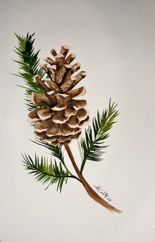 Golden Pine Painting | Golden Pine Art | The Sage Leaf Studio