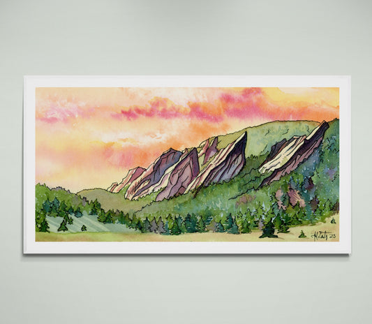 Sunrise Over Flatirons Art Print | The Sage Leaf Studio